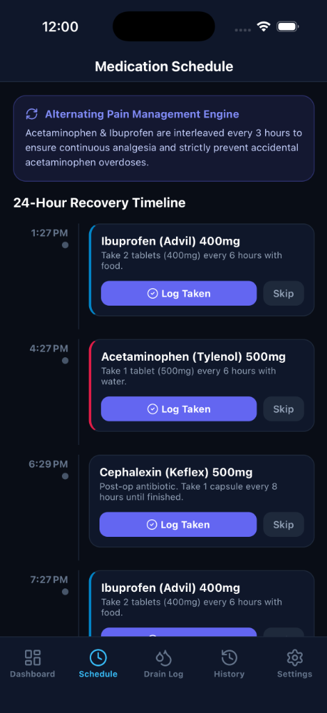 Drain Log Reports and Settings Screen